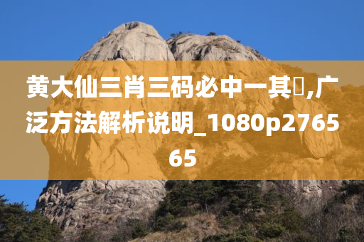 黄大仙三肖三码必中一其乚,广泛方法解析说明_1080p276565