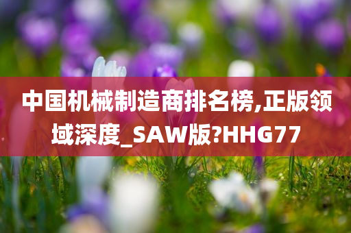 中国机械制造商排名榜,正版领域深度_SAW版?HHG77