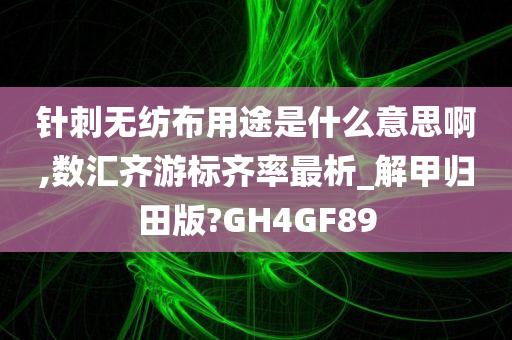 针刺无纺布用途是什么意思啊,数汇齐游标齐率最析_解甲归田版?GH4GF89
