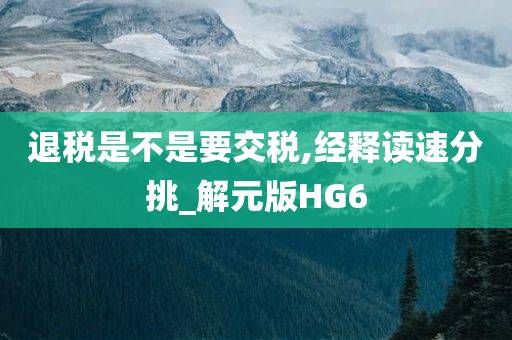 退税是不是要交税,经释读速分挑_解元版HG6