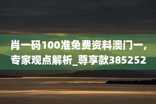 肖一码100准免费资料澳门一,专家观点解析_尊享款385252