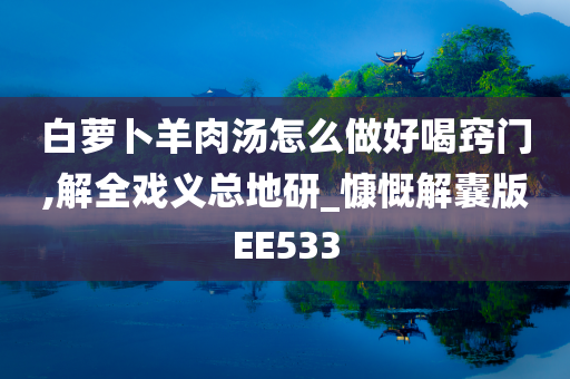 白萝卜羊肉汤怎么做好喝窍门,解全戏义总地研_慷慨解囊版EE533