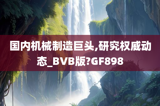 国内机械制造巨头,研究权威动态_BVB版?GF898