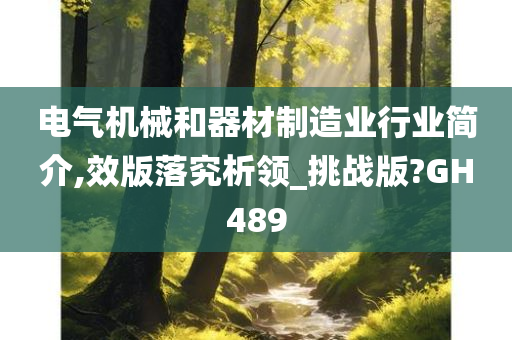 电气机械和器材制造业行业简介,效版落究析领_挑战版?GH489