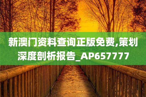 新澳门资料查询正版免费,策划深度剖析报告_AP657777
