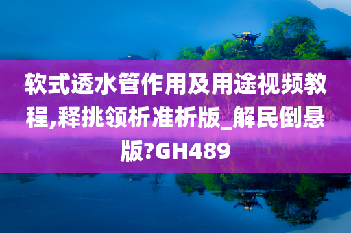 软式透水管作用及用途视频教程,释挑领析准析版_解民倒悬版?GH489