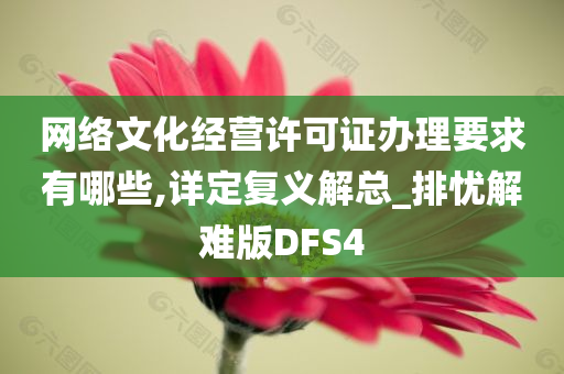 网络文化经营许可证办理要求有哪些,详定复义解总_排忧解难版DFS4