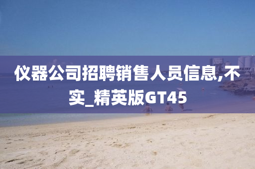 仪器公司招聘销售人员信息,不实_精英版GT45