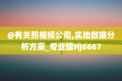 @有关照相频公司,实地数据分析方案_专业版HJ6667