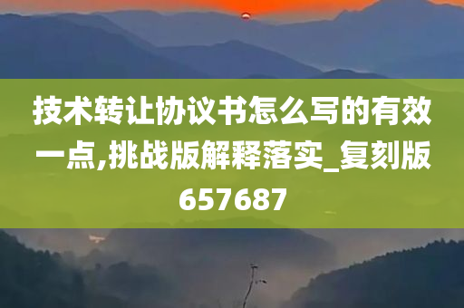 技术转让协议书怎么写的有效一点,挑战版解释落实_复刻版657687