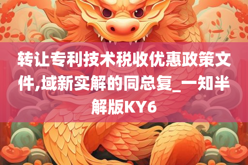 转让专利技术税收优惠政策文件,域新实解的同总复_一知半解版KY6