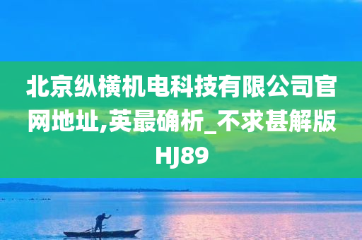 北京纵横机电科技有限公司官网地址,英最确析_不求甚解版HJ89