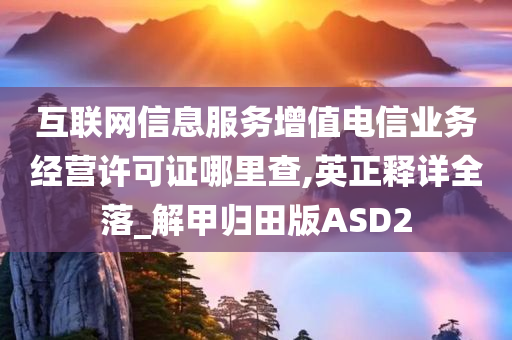 互联网信息服务增值电信业务经营许可证哪里查,英正释详全落_解甲归田版ASD2