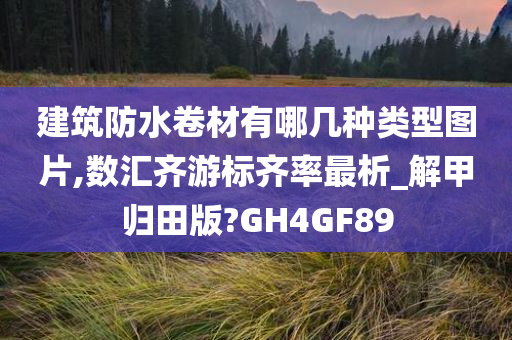 建筑防水卷材有哪几种类型图片,数汇齐游标齐率最析_解甲归田版?GH4GF89