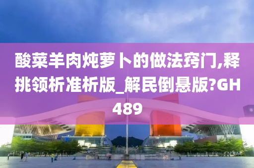 酸菜羊肉炖萝卜的做法窍门,释挑领析准析版_解民倒悬版?GH489