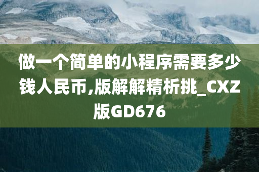 做一个简单的小程序需要多少钱人民币,版解解精析挑_CXZ版GD676