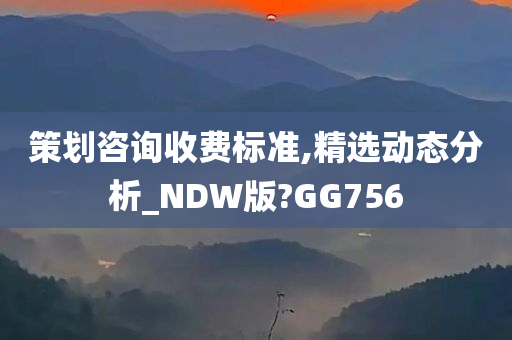 策划咨询收费标准,精选动态分析_NDW版?GG756
