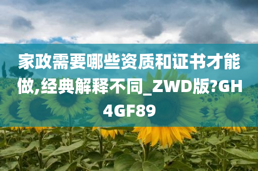 家政需要哪些资质和证书才能做,经典解释不同_ZWD版?GH4GF89