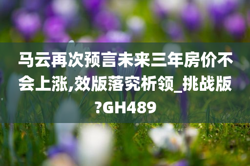 马云再次预言未来三年房价不会上涨,效版落究析领_挑战版?GH489