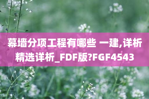 幕墙分项工程有哪些 一建,详析精选详析_FDF版?FGF4543