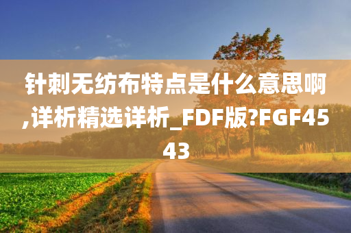 针刺无纺布特点是什么意思啊,详析精选详析_FDF版?FGF4543