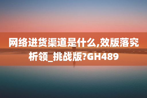 网络进货渠道是什么,效版落究析领_挑战版?GH489