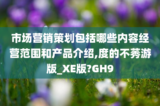 市场营销策划包括哪些内容经营范围和产品介绍,度的不莠游版_XE版?GH9