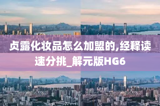 贞露化妆品怎么加盟的,经释读速分挑_解元版HG6