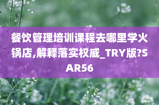 餐饮管理培训课程去哪里学火锅店,解释落实权威_TRY版?SAR56