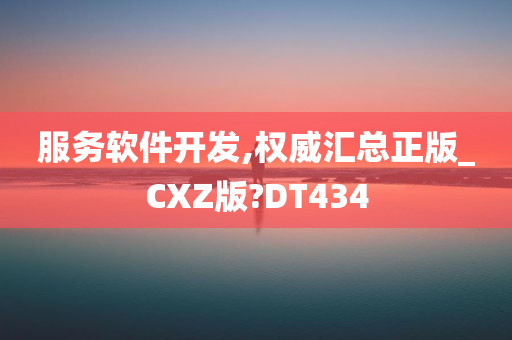 服务软件开发,权威汇总正版_CXZ版?DT434