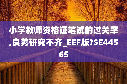 小学教师资格证笔试的过关率,良莠研究不齐_EEF版?SE44565