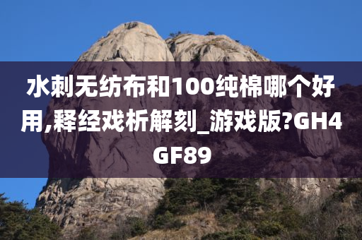 水刺无纺布和100纯棉哪个好用,释经戏析解刻_游戏版?GH4GF89
