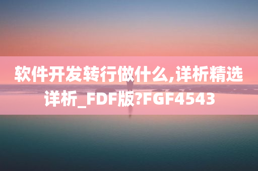 软件开发转行做什么,详析精选详析_FDF版?FGF4543