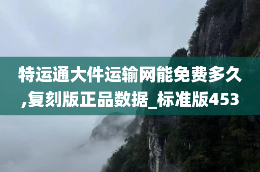 特运通大件运输网能免费多久,复刻版正品数据_标准版453