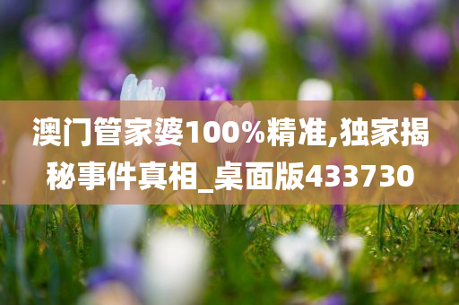 澳门管家婆100%精准,独家揭秘事件真相_桌面版433730