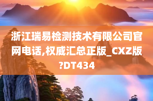 浙江瑞易检测技术有限公司官网电话,权威汇总正版_CXZ版?DT434