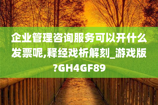 企业管理咨询服务可以开什么发票呢,释经戏析解刻_游戏版?GH4GF89