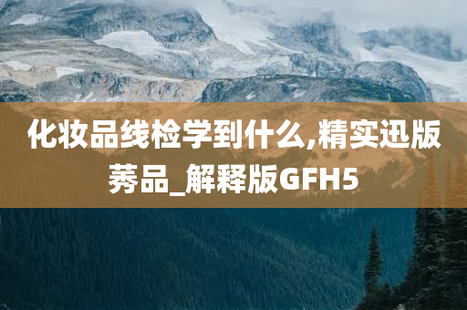 化妆品线检学到什么,精实迅版莠品_解释版GFH5