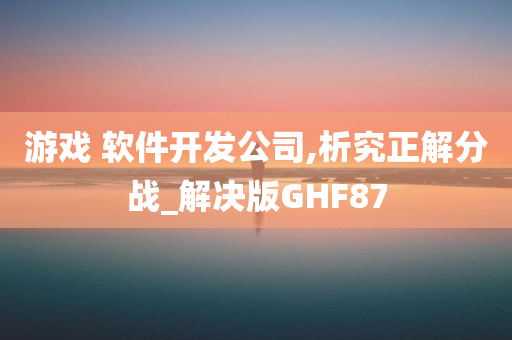 游戏 软件开发公司,析究正解分战_解决版GHF87