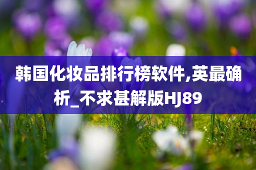 韩国化妆品排行榜软件,英最确析_不求甚解版HJ89