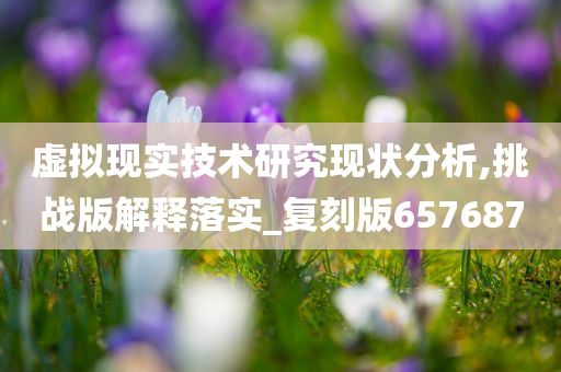 虚拟现实技术研究现状分析,挑战版解释落实_复刻版657687