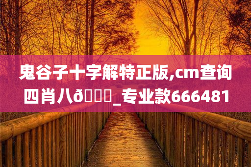 鬼谷子十字解特正版,cm查询四肖八??_专业款666481