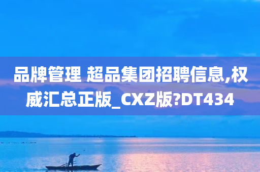 品牌管理 超品集团招聘信息,权威汇总正版_CXZ版?DT434