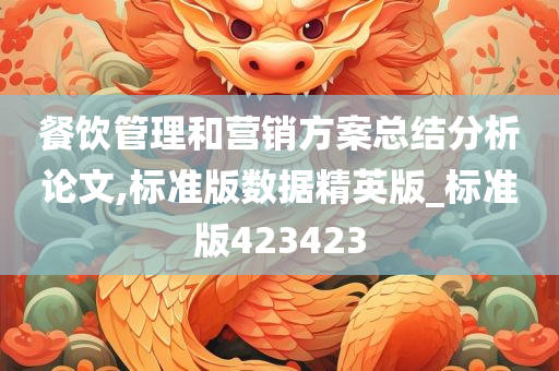 餐饮管理和营销方案总结分析论文,标准版数据精英版_标准版423423