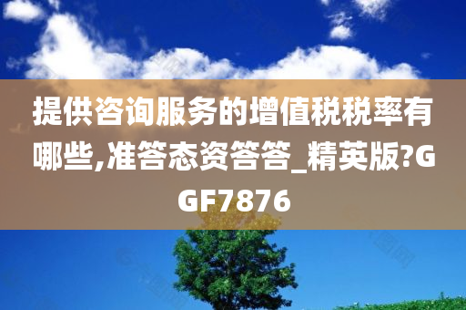 提供咨询服务的增值税税率有哪些,准答态资答答_精英版?GGF7876