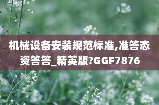 机械设备安装规范标准,准答态资答答_精英版?GGF7876