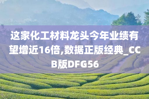 这家化工材料龙头今年业绩有望增近16倍,数据正版经典_CCB版DFG56