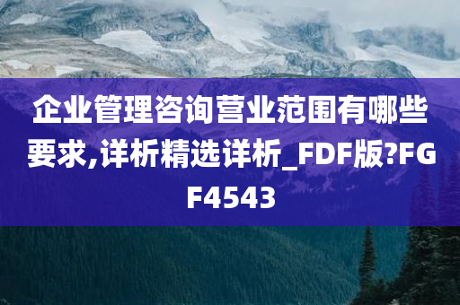 企业管理咨询营业范围有哪些要求,详析精选详析_FDF版?FGF4543
