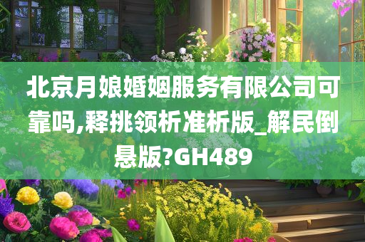 北京月娘婚姻服务有限公司可靠吗,释挑领析准析版_解民倒悬版?GH489