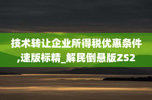 技术转让企业所得税优惠条件,速版标精_解民倒悬版ZS2